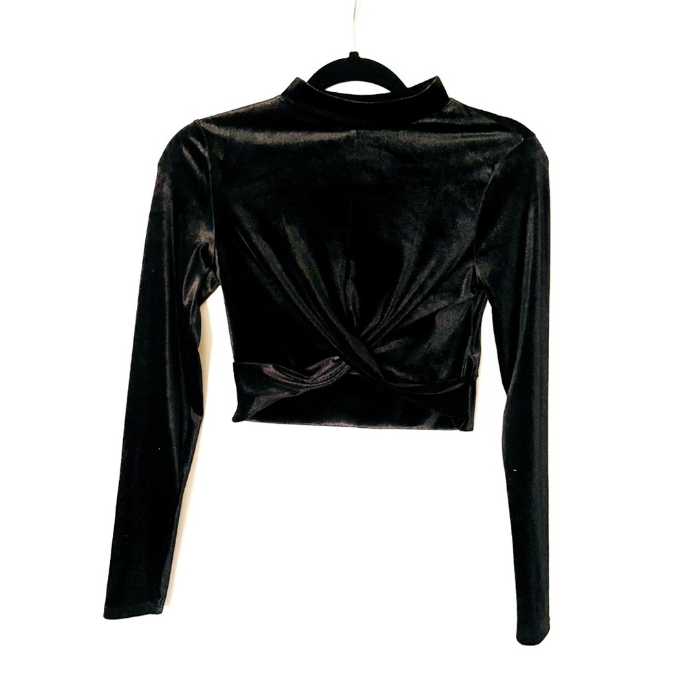 Forever 21 Black Crushed Velvet Crop Top